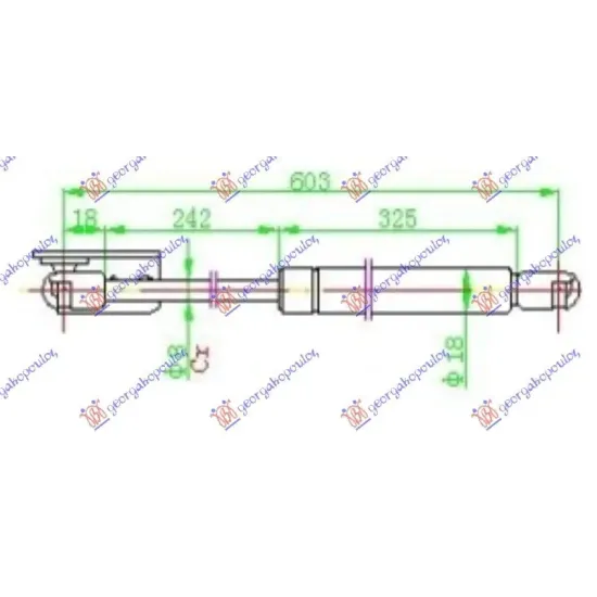 GAS SPRING TAIL GATE (603L-400N)