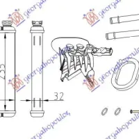 RADIATOR ÎNCĂLZIRE (B) +/-AC (235x138) 03- (COMPLET CU KIT)