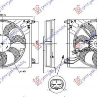 COOLING FAN ASSEMBLY (SINGLE) 1.2-1.3 PETROL - 1.5-1.6-1.7 DIESEL (440mm) (2 pins) (250W) (VALEO)