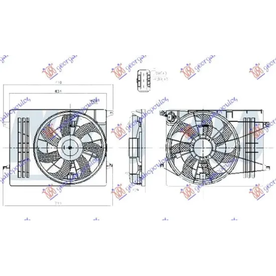 COOLING FAN ASSEMBLY (SINGLE) PETROL (460mm) (3pin)