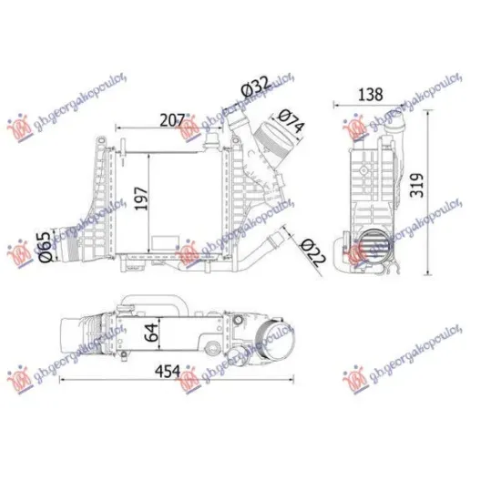 RADIATOR INTERCOOLER 2.0 PETROL-HYBRID (207x197)