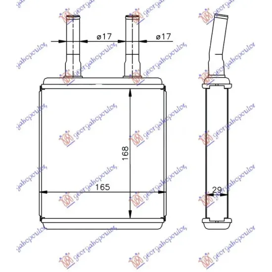 HEATER RADIATOR (B) +/-AC (168x165)