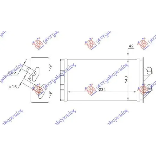 HEATER RADIATOR (M) +/-AC (234x140)