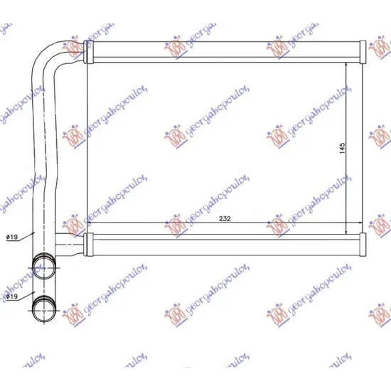 HEATER RADIATOR (B) +/-AC (145x232)