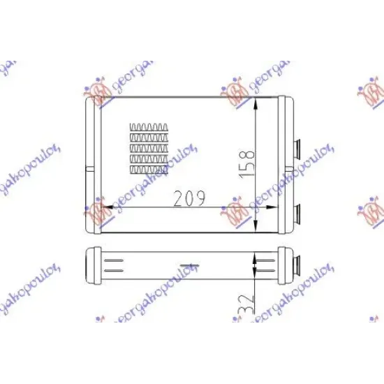 HEATER RADIATOR (B) +/-AC (209x158) MARELLI TYPE