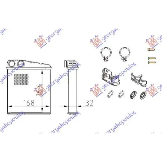 HEATER RADIATOR (B) +/-AC (167x168) (COMPLETE WITH KIT)