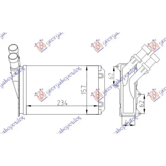 HEATER RADIATOR (M) +/-AC (234x157) BEHR TYPE HEATER RADIATOR (M) +/-AC (234x157) BEHR TYPE