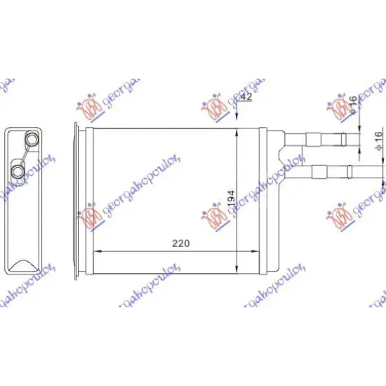 HEATER RADIATOR (M) +/-AC (220x194) DELPHI TYPE