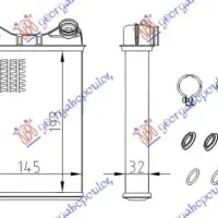 HEATER RADIATOR (B) +/-AC (193x145) VALEO TYPE