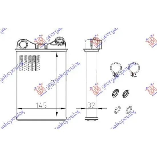 HEATER RADIATOR (B) +/-AC (193x145) VALEO TYPE