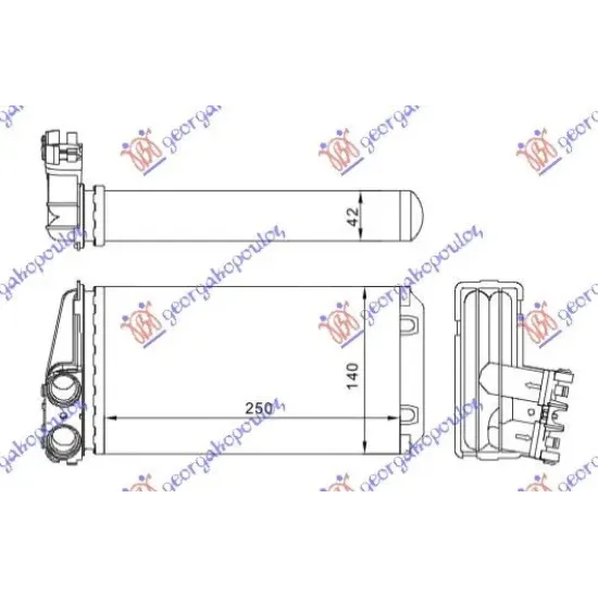 HEATER RADIATOR (M) +/-AC (250x140) MARELLI TYPE (WITHOUT AUTO CLIMA)