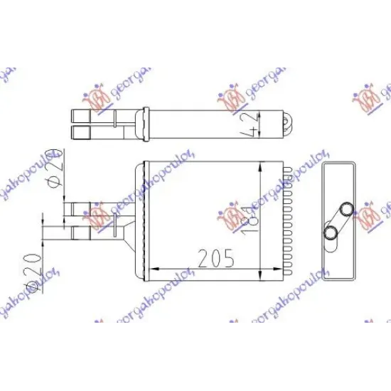 HEATER RADIATOR (M) -AC (203x175) (PIPES SEPARATE)