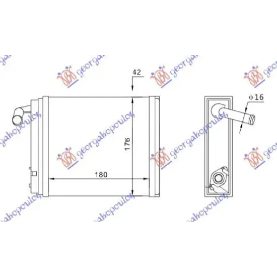 HEATER RADIATOR (M) +/-AC (180x176) (WITHOUT WATER SWITCH)