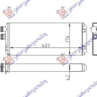 HEATER RADIATOR (M) +/-AC (400x176) 03- DENSO TYPE (TUBES BUTTON)