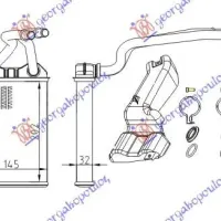 HEATER RADIATOR (B) +/-AC (205x145) (COMPLETE WITH PIPES)