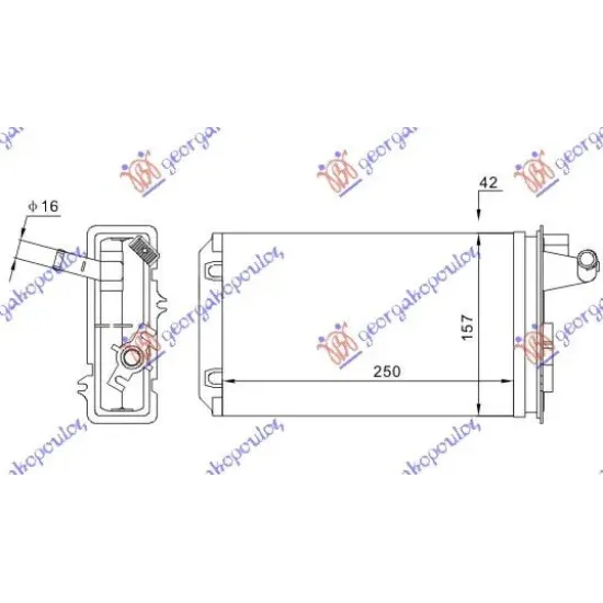 HEATER RADIATOR (M) +/-AC (246x157) (WITHOUT WATER SWITCH)