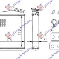 HEATER RADIATOR (B) +/-AC (179x178) (COMPLETE WITHOUT RINGS)