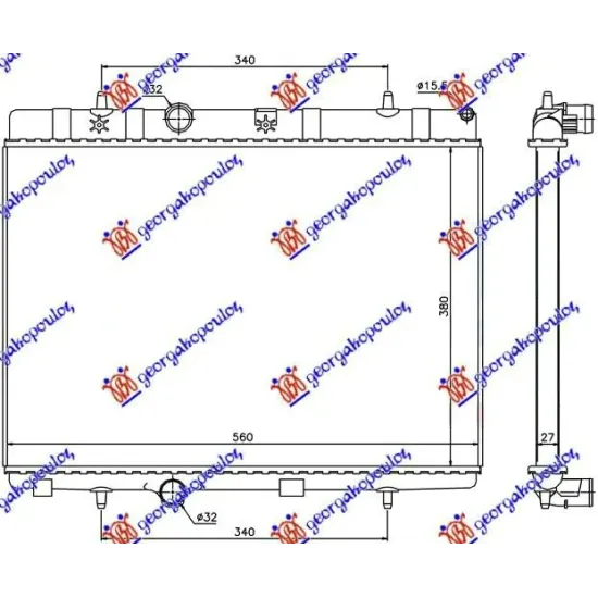 RADIATOR PETROL-DIESEL (380x538) (BRAZED)