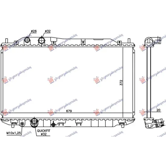 RADIATOR 1.4 PETROL MANUAL (WITH QUICK FIT OUTLET) (372x679) (NISSENS)