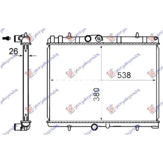 RADIATOR PETROL-DIESEL (38x55x2.6) WITH TUBES (MAHLE BEHR)