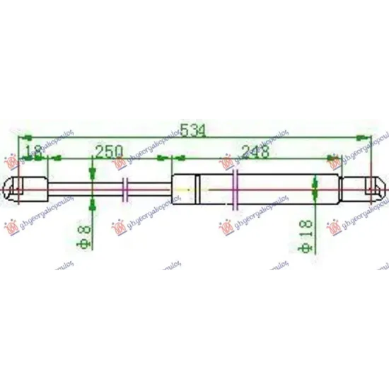 GAS SPRING TAIL GATE 5D (534,5L-585N)