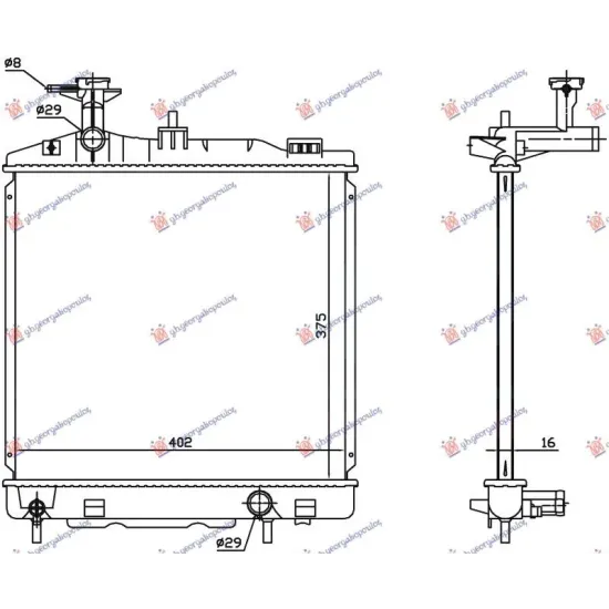 RADIATOR 1.0-1.2 PETROL MANUAL (375x395x16) (KOYO)