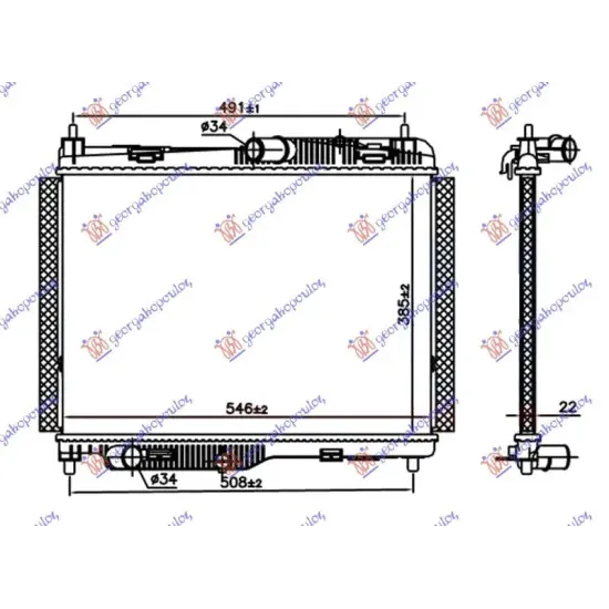 RADIATOR 1.0 EcoBoost - 1.1 MANUAL PETROL - 1.5 dCi DIESEL MANUAL-AUTOMATIC (385x545x22)