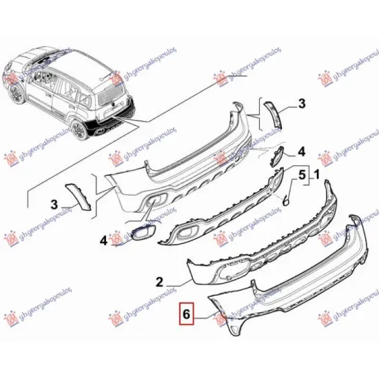 REAR BUMPER UPPER PRIMED (CROSS) (O)