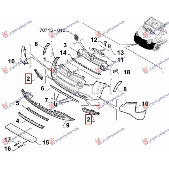 FRONT BUMPER SIDE GRILLE (CROSS) (O)