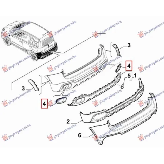 REAR FOG LAMP FRAME (CROSS) (O)