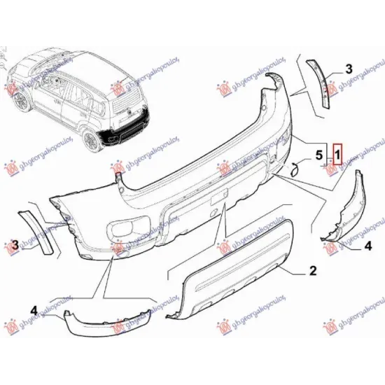 REAR BUMPER PRIMED (4X4/TREKKING) (O)