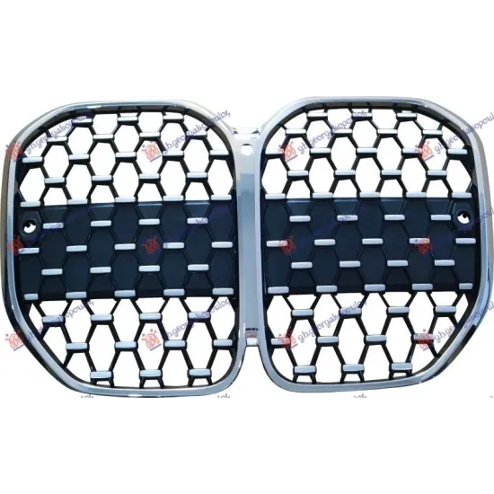 GRILLE DIAMOND (BLACK/SILVER/CHROME) (WITH 2 PARKING SENSOR HOLES) (WITH CAMERA HOLE)