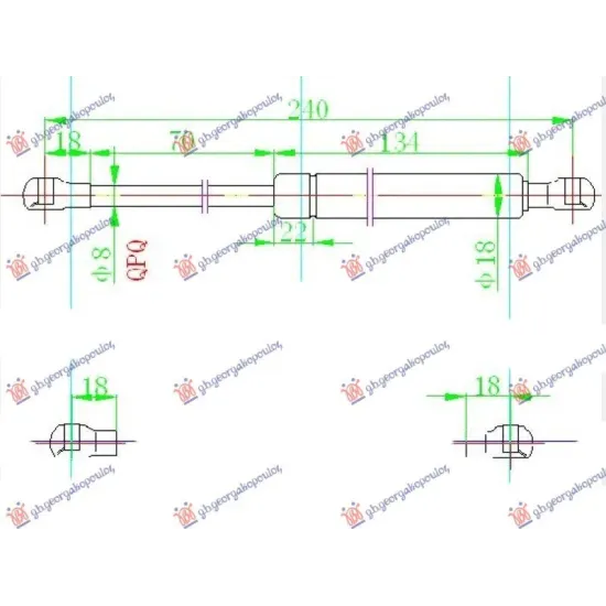 GAS SPRING HOOD (240L-240N)