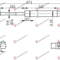 GAS SPRING HOOD (330N)