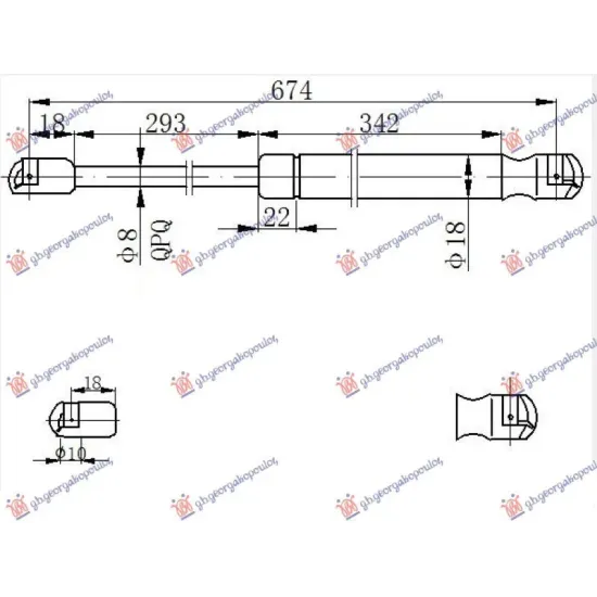 GAS SPRING HOOD (330N)