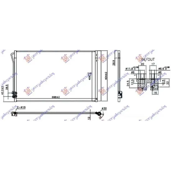 CONDENSER FOR ALL MODELS PETROL-DIESEL (640x385x12) (VALEO)