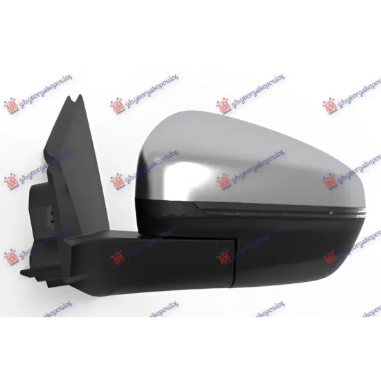 DOOR MIRROR ELECTRIC HEATED FOLDABLE CHROME (W/LAMP : FOOT LAMP) (10H8P+10H2P) (CONVEX GLASS)