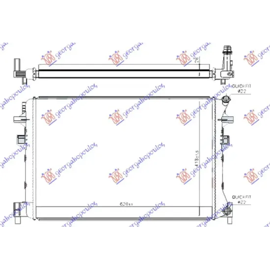 ADDITIONAL RADIATOR PETROL-DIESEL (620x410x26) (NISSENS)