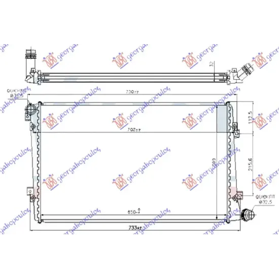 RADIATOR 1.9-2.0 TDi DIESEL (650x400) TUBE DIAGONAL (BRAZED)