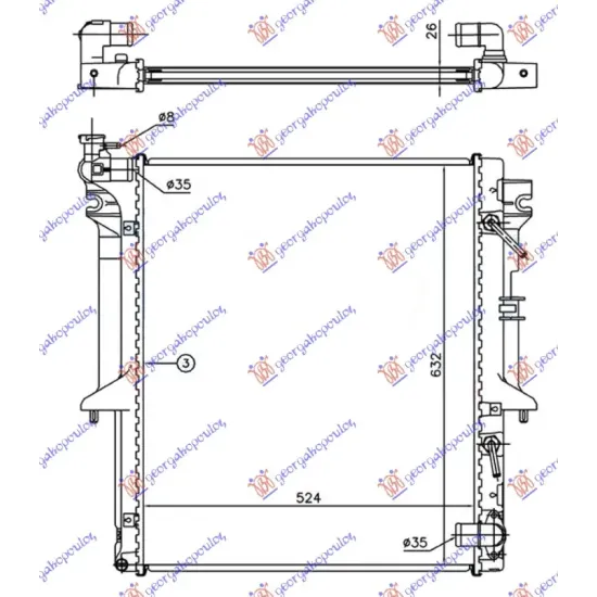 RADIATOR 2.5 T.D AUTO (525x635x26) (KOYO) RADIATOR 2.5 T.D AUTO (525x635x26) (KOYO)