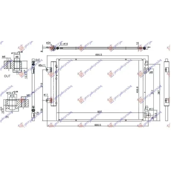 CONDENSER 1.6 DDiS DIESEL (607x407x12) WITH START/STOP (KOYO)