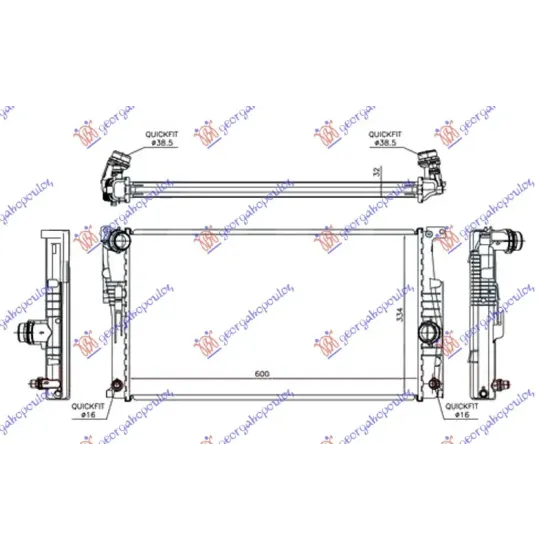 RADIATOR 1.5/2.0/3.0 (118i/ (125i N20 ENGINE) /135i) PETROL AUTO (600x334x32) (KOYO)