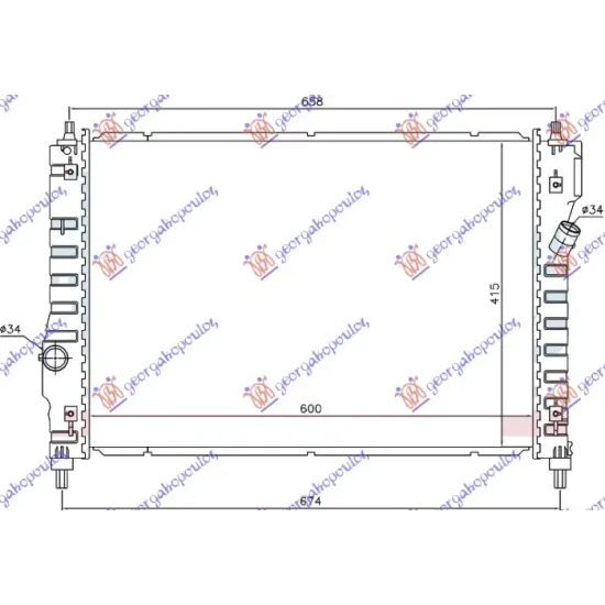 RADIATOR 1.6 16v PETROL MANUAL (600x415x16) (KOYO)