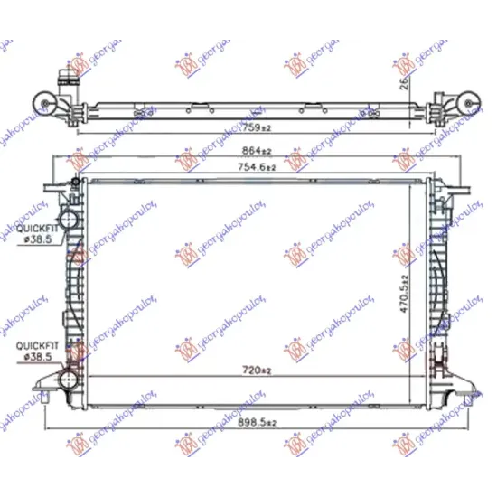 RADIATOR 1.4 TFSi PETROL - 2.0 TDi DIESEL (720x480x26) TUBE 38/38 (KOYO)