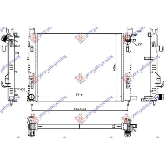 RADIATOR PETROL -DSL (+A/C) (51x40,8x2,7) (KOYO)