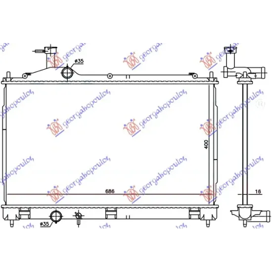 RADIATOR 2.0-2.4-3.0 PETROL - 2.0 HYBRID (400x690x16) (KOYO)