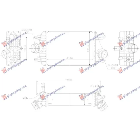 RADIATOR INTERCOOLER 3.8 PETROL RIGHT SIDE (313x231x80) (NISSENS)