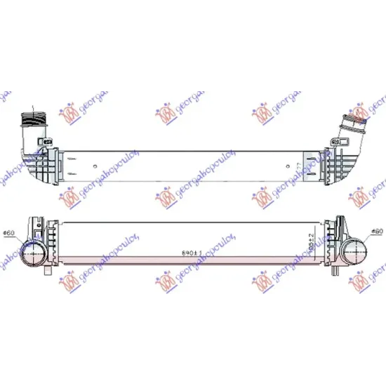 RADIATOR INTERCOOLER 2.0 (GTi) PETROL (690x105x80) (NISSENS)