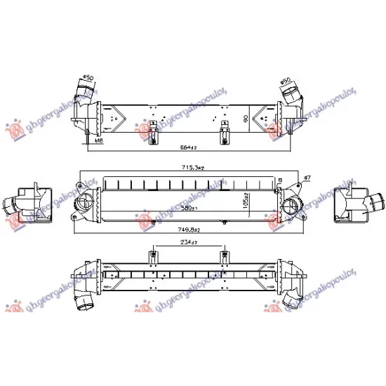 RADIATOR INTERCOOLER 1.0 PETROL (580x108x90) (NISSENS)