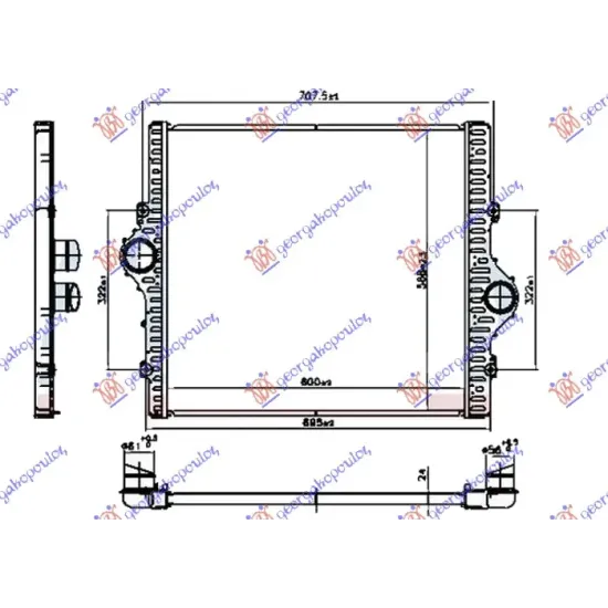 RADIATOR INTERCOOLER 3.0 D4D DIESEL (600x568x24) (NISSENS)